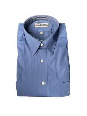 David Taylor NWT Blue Poly/Cotton Dress Shirt - 16.5 (34/35)